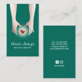 Massagetherapie Healing Hands & Heart Blauwgroen Visitekaartje (Voorkant / Achterkant)
