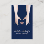 Massagetherapie - Healing Hands & Heart Navy Blue Visitekaartje (Voorkant)
