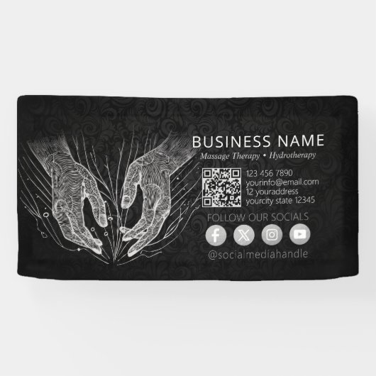 Massagetherapie Helende Handen Energie Spa Welzijn Spandoek (Horizontaal)