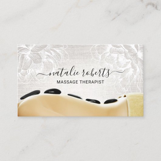 Massagetherapie Hot Stone Bodywork  Floral Visitekaartje (Voorkant)