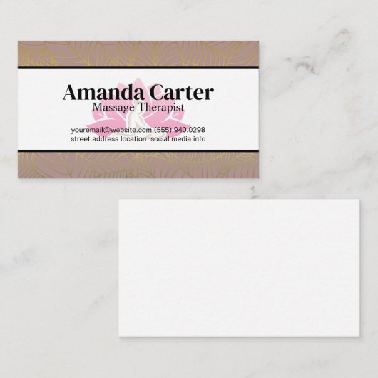 Massagetherapie Logo | bladgoudpatroon Visitekaartje (Voorkant / Achterkant)