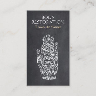 Massagetherapie Logo Henna Dragonfly Tattoo Hand Visitekaartje