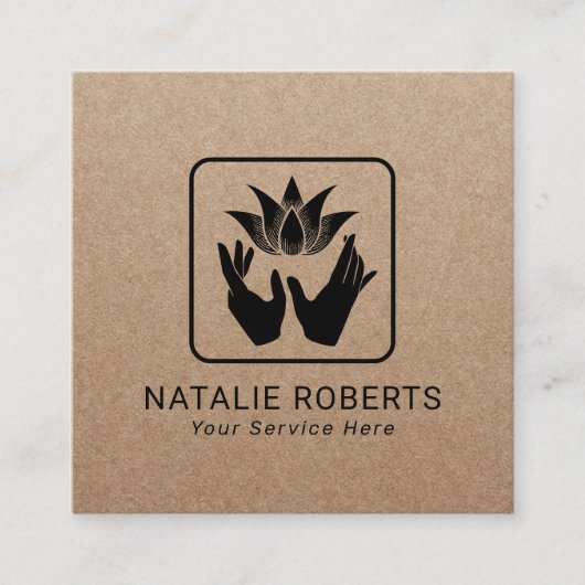 Massagetherapie Lotus Healing Handen  Kraft Vierkante Visitekaartje (Voorkant)