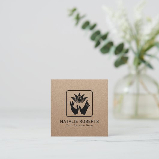 Massagetherapie Lotus Healing Handen  Kraft Vierkante Visitekaartje (Staand voorkant)