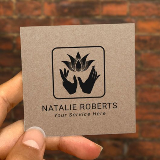 Massagetherapie Lotus Healing Handen Kraft Vierkante Visitekaartje