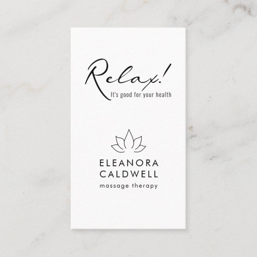 Massagetherapie Lotus Logo Black en White Visitekaartje (Voorkant)