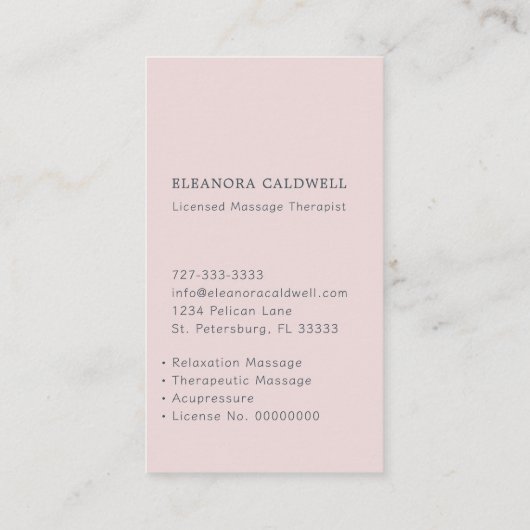 Massagetherapie Lotus Logo Blush Pink Visitekaartje (Achterkant)