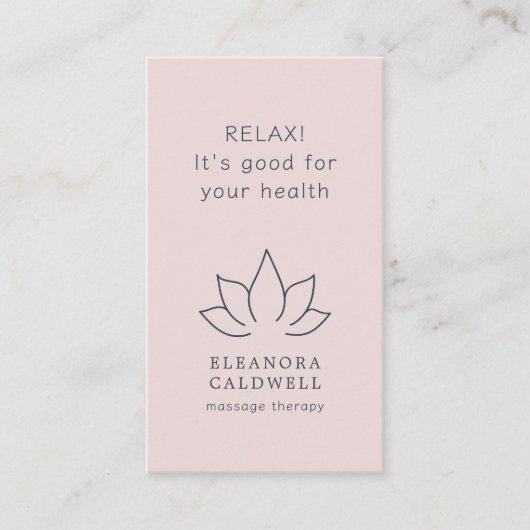 Massagetherapie Lotus Logo Blush Pink Visitekaartje (Voorkant)