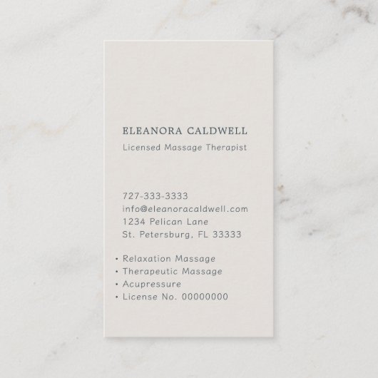 Massagetherapie Lotus Logo Charcoal Gray Eggshell Visitekaartje (Achterkant)