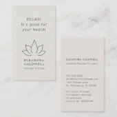 Massagetherapie Lotus Logo Charcoal Gray Eggshell Visitekaartje (Voorkant / Achterkant)