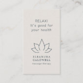 Massagetherapie Lotus Logo Charcoal Gray Eggshell Visitekaartje (Voorkant)