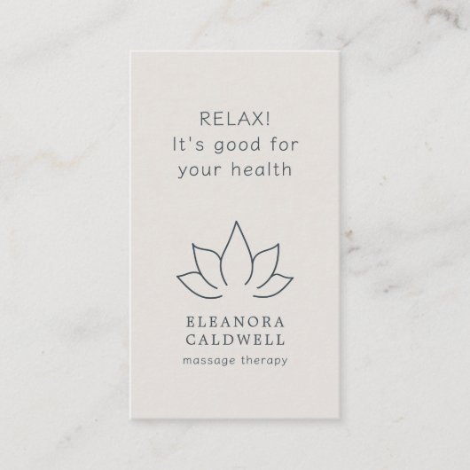Massagetherapie Lotus Logo Charcoal Gray Eggshell Visitekaartje (Voorkant)