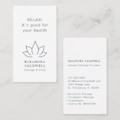 Massagetherapie Lotus Logo Charcoal Gray op White Visitekaartje (Voorkant / Achterkant)