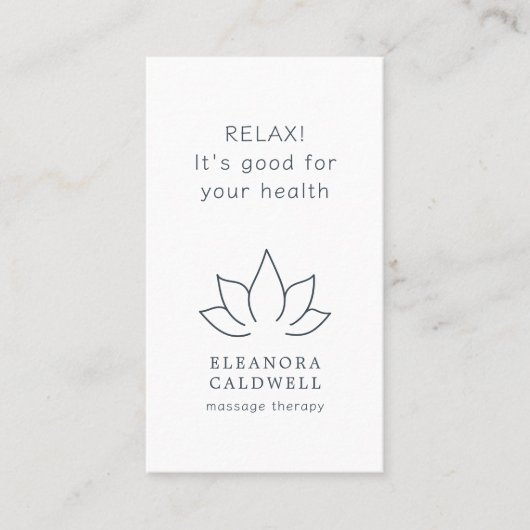 Massagetherapie Lotus Logo Charcoal Gray op White Visitekaartje (Voorkant)