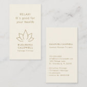 Massagetherapie Lotus Logo Gold op Cream Visitekaartje (Voorkant / Achterkant)