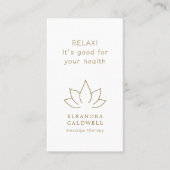 Massagetherapie Lotus Logo Gold op wit Visitekaartje (Voorkant)