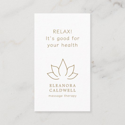 Massagetherapie Lotus Logo Gold op wit Visitekaartje (Voorkant)