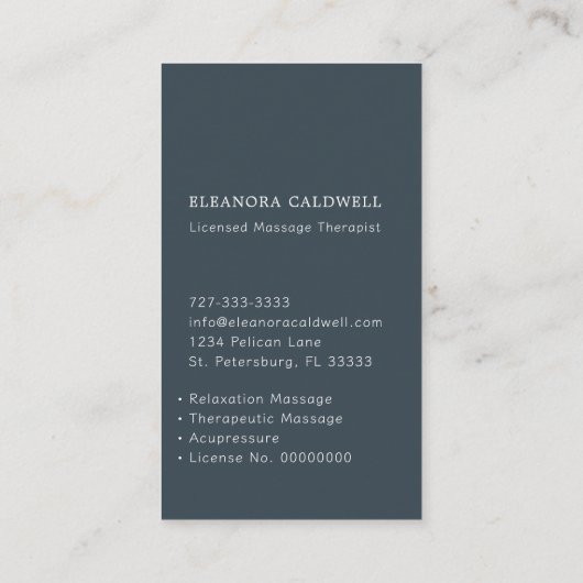 Massagetherapie Lotus Logo White op houtskool Visitekaartje (Achterkant)