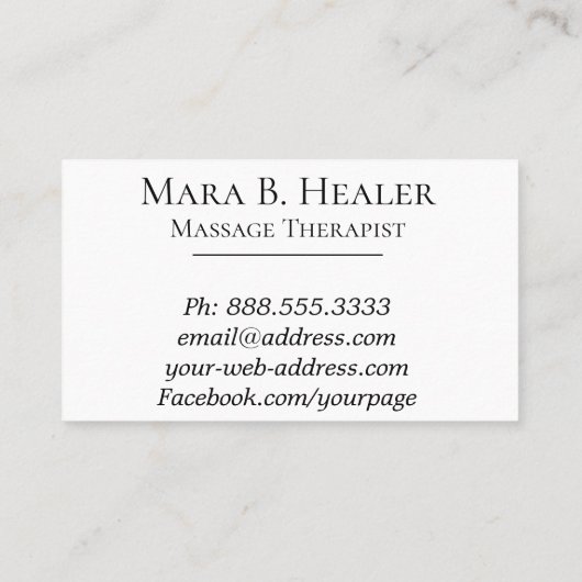 *~* Massagetherapie Massage Therapistische Waterve Visitekaartje (Achterkant)