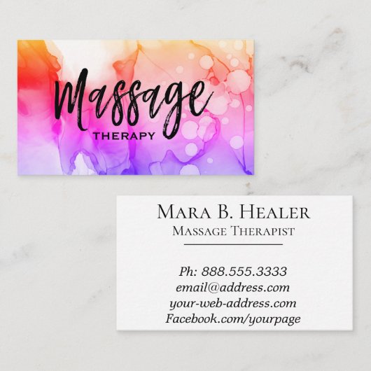 *~* Massagetherapie Massage Therapistische Waterve Visitekaartje (Voorkant / Achterkant)