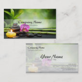 Massagetherapie met Bamboe Candle Stone Orchid Spa Visitekaartje (Voorkant / Achterkant)