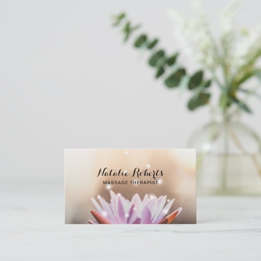 Massagetherapie met Elegant Lotus Flower Yoga Spa Afsprakenkaartje (Staand voorkant)