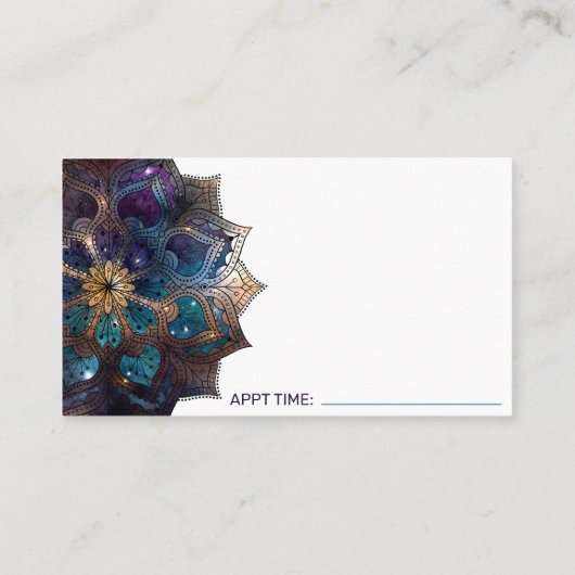 Massagetherapie met kosmische Paarse Mandala Visitekaartje (Achterkant)