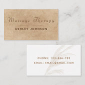 Massagetherapie Modern Script Boho Paper Texture Visitekaartje (Voorkant / Achterkant)