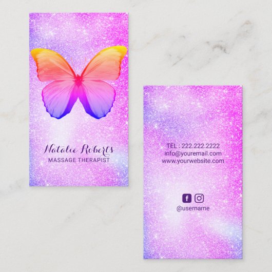 Massagetherapie Moderne regenboogvlinder Butterfly Visitekaartje (Voorkant / Achterkant)