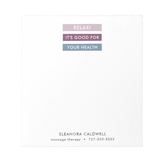 Massagetherapie Moderne strepen Label lijn Notitieblok (Voorkant)