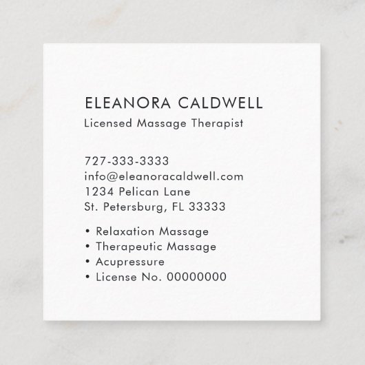 Massagetherapie Moderne strepen Vierkante Visitekaartje (Achterkant)