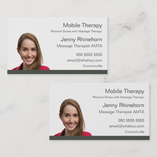 Massagetherapie Portretnaam Kaart Visitekaartje (Voorkant / Achterkant)