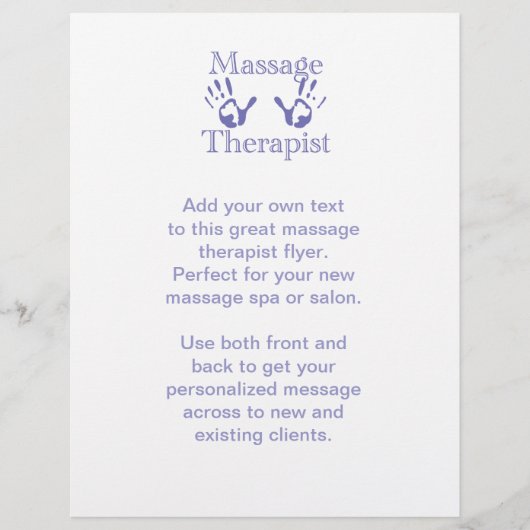 Massagetherapie: Prints met een blauwe hand Flyer (Voorkant)