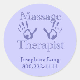 Massagetherapie: Prints met een blauwe hand Ronde Sticker