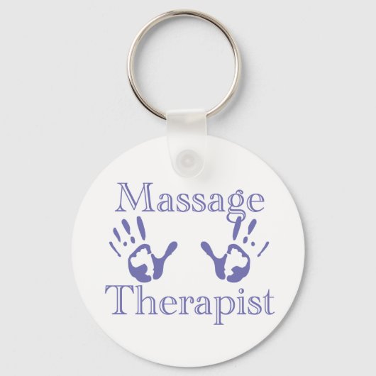 Massagetherapie: Prints met een blauwe hand Sleutelhanger (Voorkant)