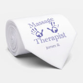 Massagetherapie: Prints met een blauwe hand Stropdas (Opgerold)
