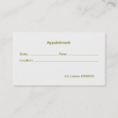 Massagetherapie Red Lotus Appointment Card Afsprakenkaartje (Achterkant)
