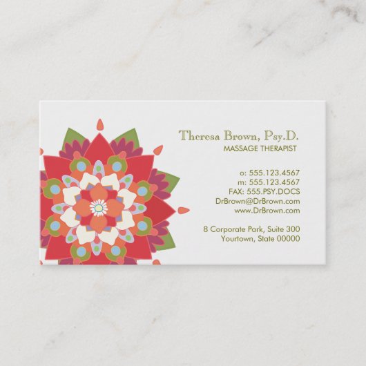 Massagetherapie Red Lotus Appointment Card Afsprakenkaartje (Voorkant)
