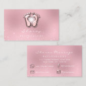 Massagetherapie Reflexologie therapie Roze Rose Visitekaartje (Voorkant / Achterkant)