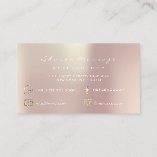 Massagetherapie Reflexology Copper Gold Glitter Visitekaartje (Achterkant)