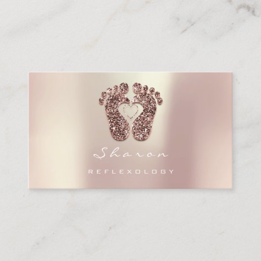 Massagetherapie Reflexology Copper Gold Glitter Visitekaartje (Voorkant)