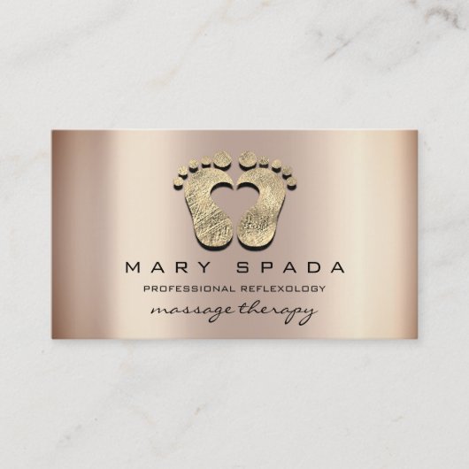 Massagetherapie Reflexology Feet Instagra Gold Log Visitekaartje (Voorkant)