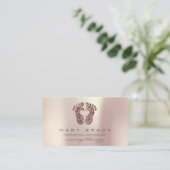 Massagetherapie Reflexology Feet Pink Rose Gold Visitekaartje (Staand voorkant)