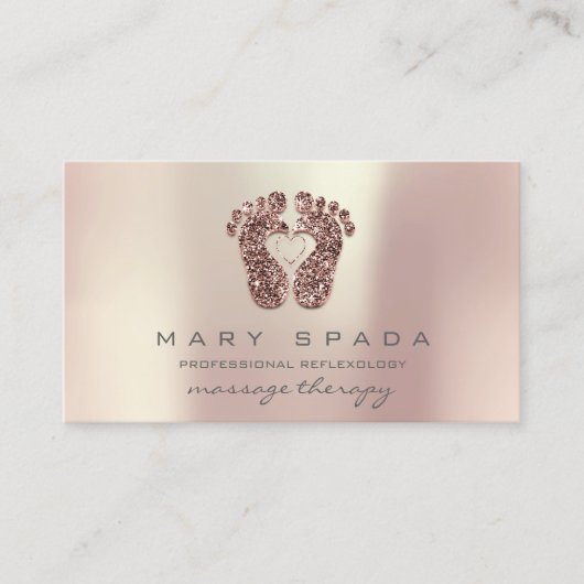 Massagetherapie Reflexology Feet Pink Rose Gold Visitekaartje (Voorkant)