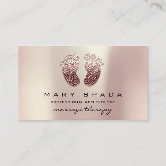 Massagetherapie Reflexology Feet Pink Rose Gold Visitekaartje (Voorkant)