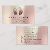 Massagetherapie Reflexology Feet Pink Rose Gold Visitekaartje (Voorkant / Achterkant)