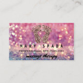 Massagetherapie Reflexology Feet Roos Glitter QR Visitekaartje (Voorkant)