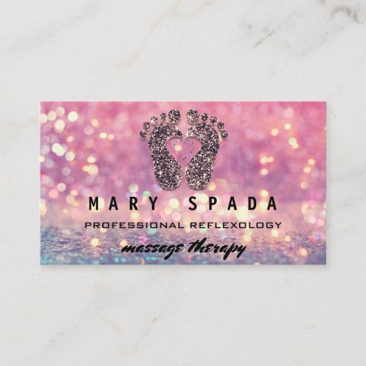 Massagetherapie Reflexology Feet Roos Pink QRCode Visitekaartje (Voorkant)