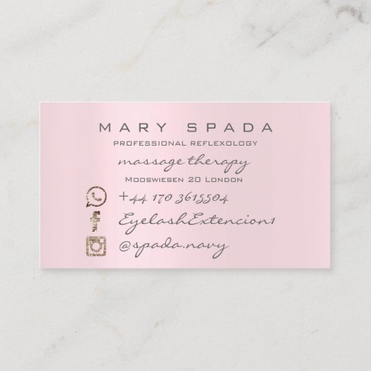 Massagetherapie Reflexology Feet roze Rose roze Visitekaartje (Achterkant)