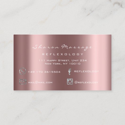 Massagetherapie Reflexology Roos Bean Glitter Feet Visitekaartje (Achterkant)